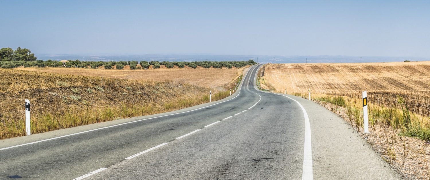 Long asphalt road.